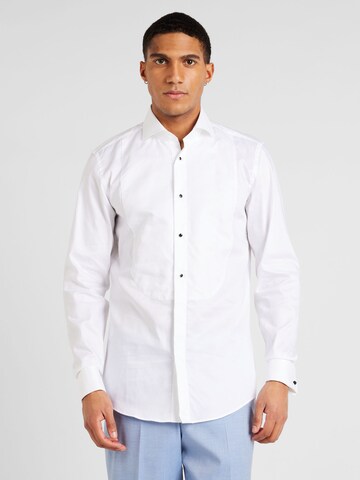 BOSS Slim fit Button Up Shirt 'HANK' in White: front