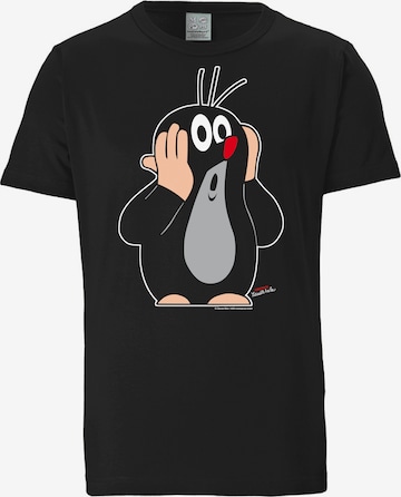 LOGOSHIRT Shirt 'Der kleine Maulwurf - Ohoh' in Black: front