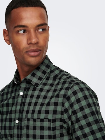 Only & Sons Regular fit Button Up Shirt 'Alvaro' in Green