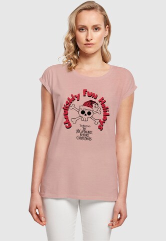 ABSOLUTE CULT Shirt 'The Nightmare Before Christmas - Ghoulishly Fun Holidays' in Roze: voorkant