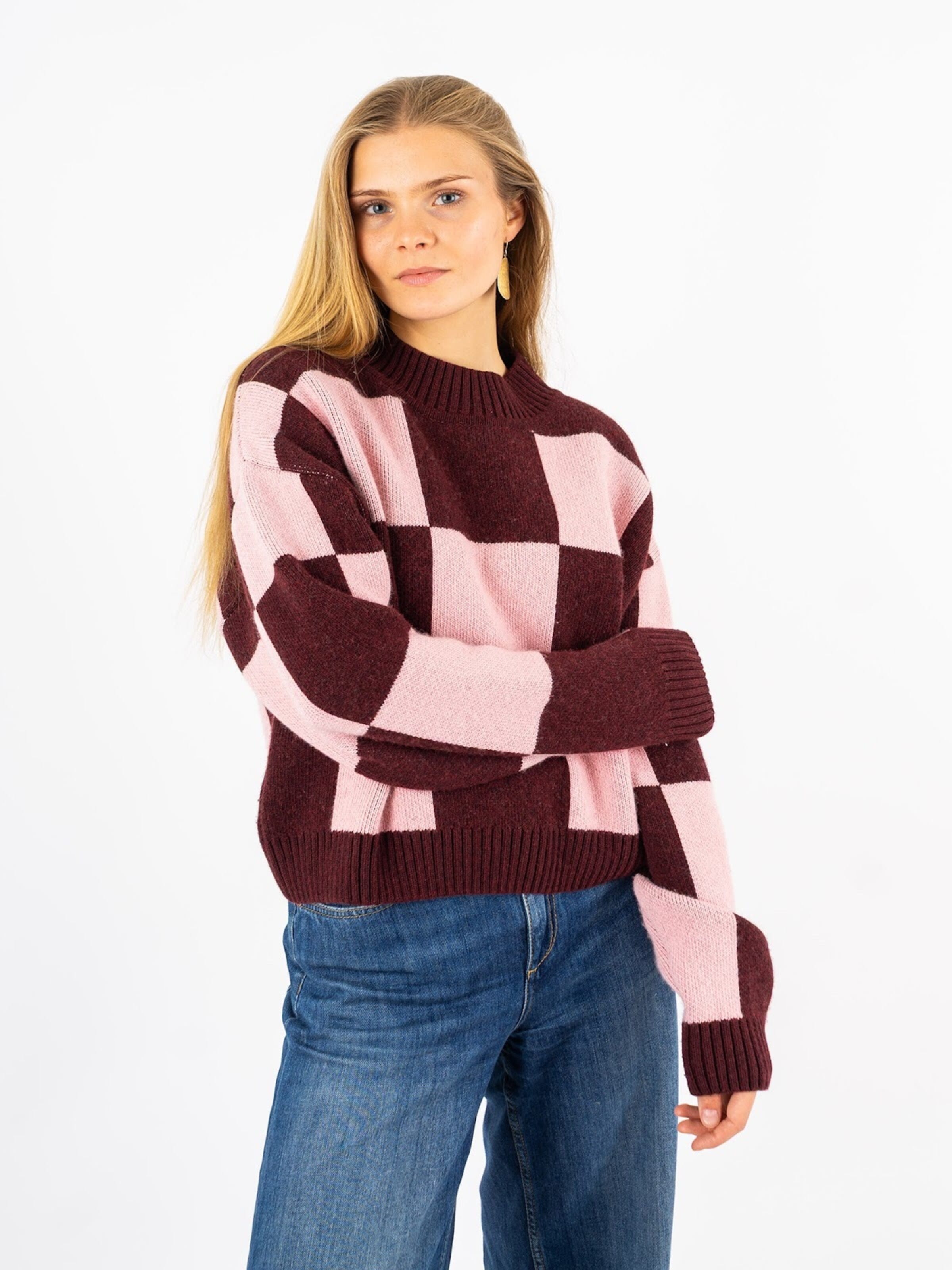 NOORLYS Pullover 'KARO'‌‌‌‌ in Rot: Vorderseite