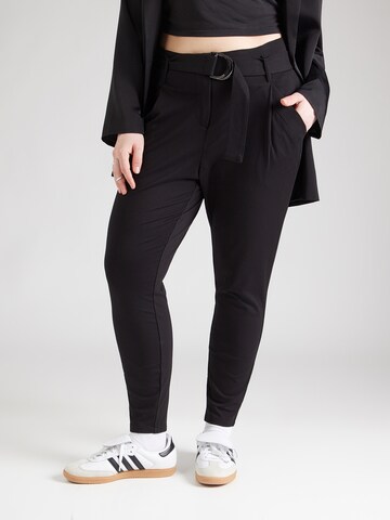 Vero Moda Curve Tapered Pleat-Front Pants 'VMBAILEY' in Black: front