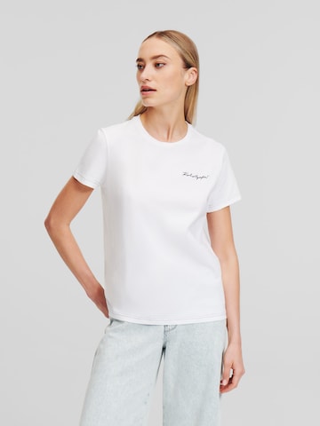 T-shirt 'Signature' Karl Lagerfeld en blanc : devant