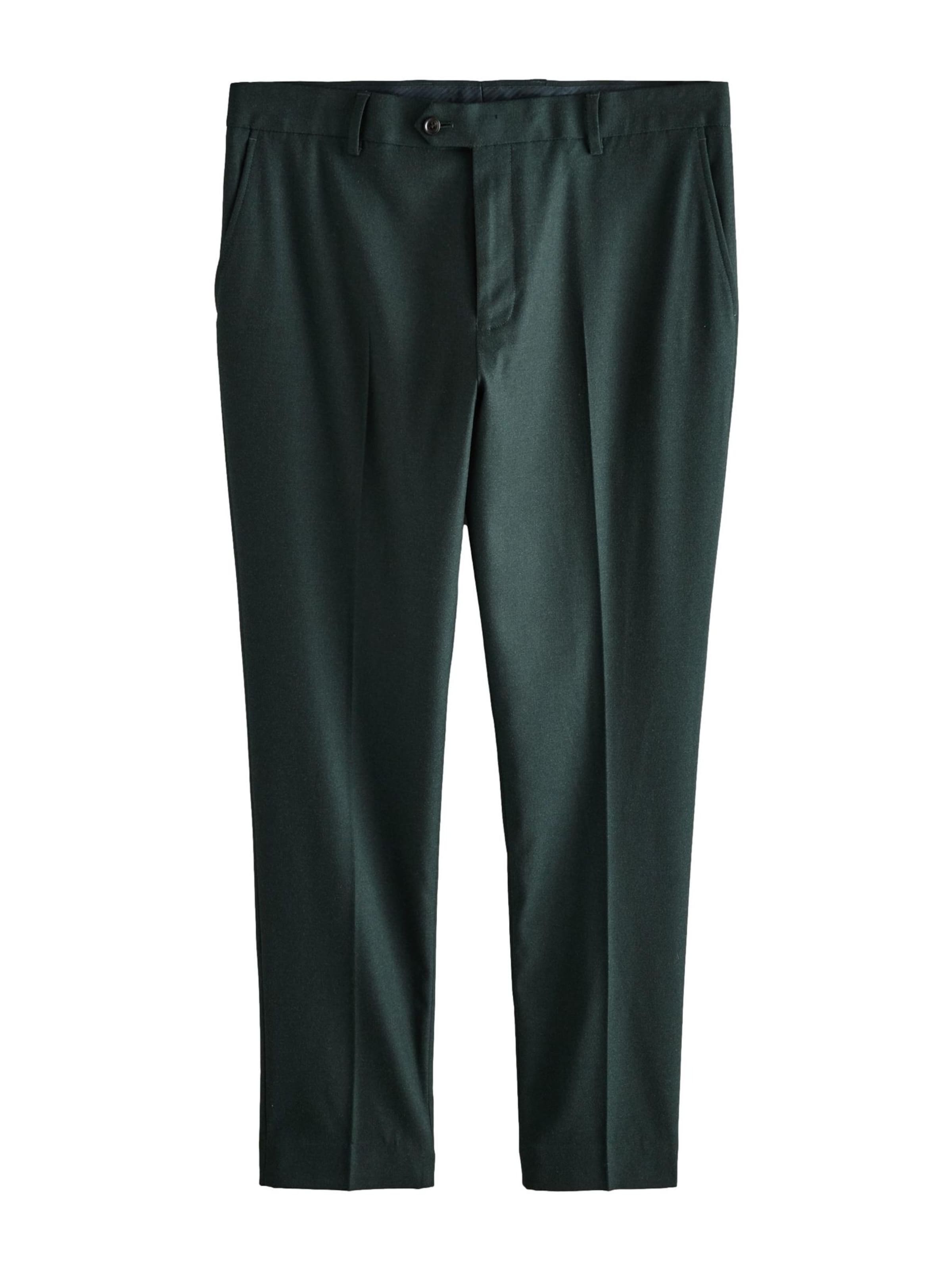 Next Слим Плиссированные брюки в Зеленый: спереди