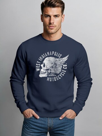 Neverless Sweatshirt 'Wing Skull' in Blue
