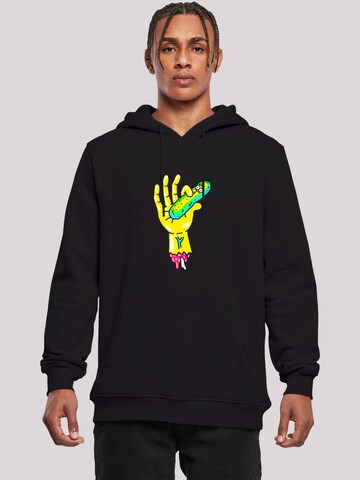 F4NT4STIC Sweatshirt 'Rick and Morty Pickle Hand' in Zwart: voorkant