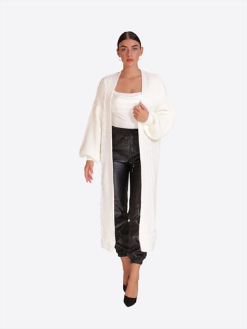 Elara Lang cardigan i hvid: forside