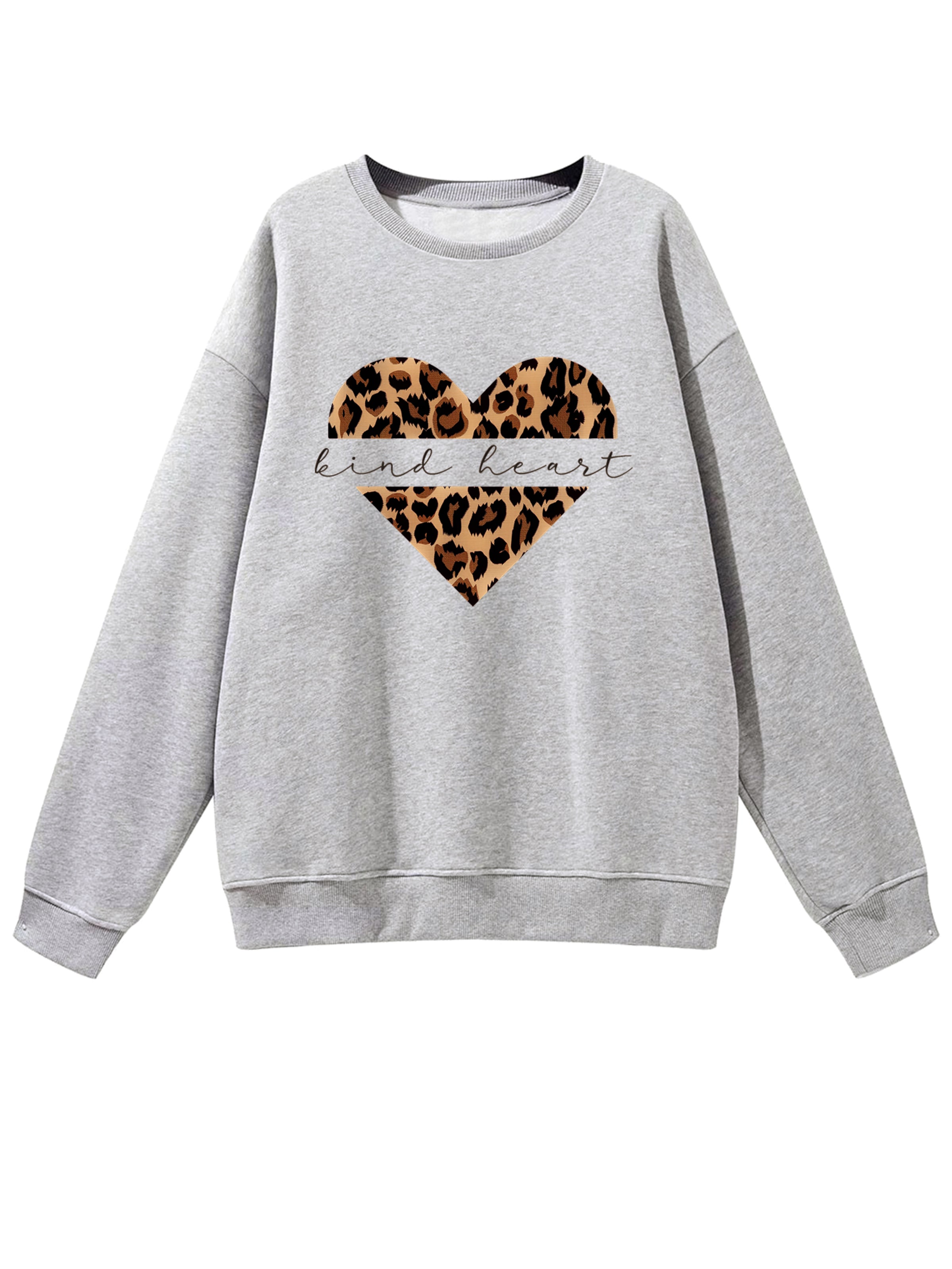 GORHEY - Jersey 'Women's Loose Fit Fleece Pullover, Long Sleeve Sweatshirt with Animal Print' en gris