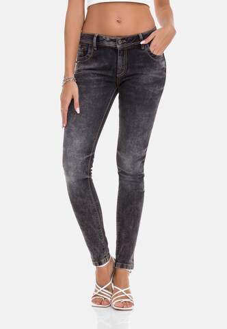 Coupe slim Jean CIPO & BAXX en gris : devant