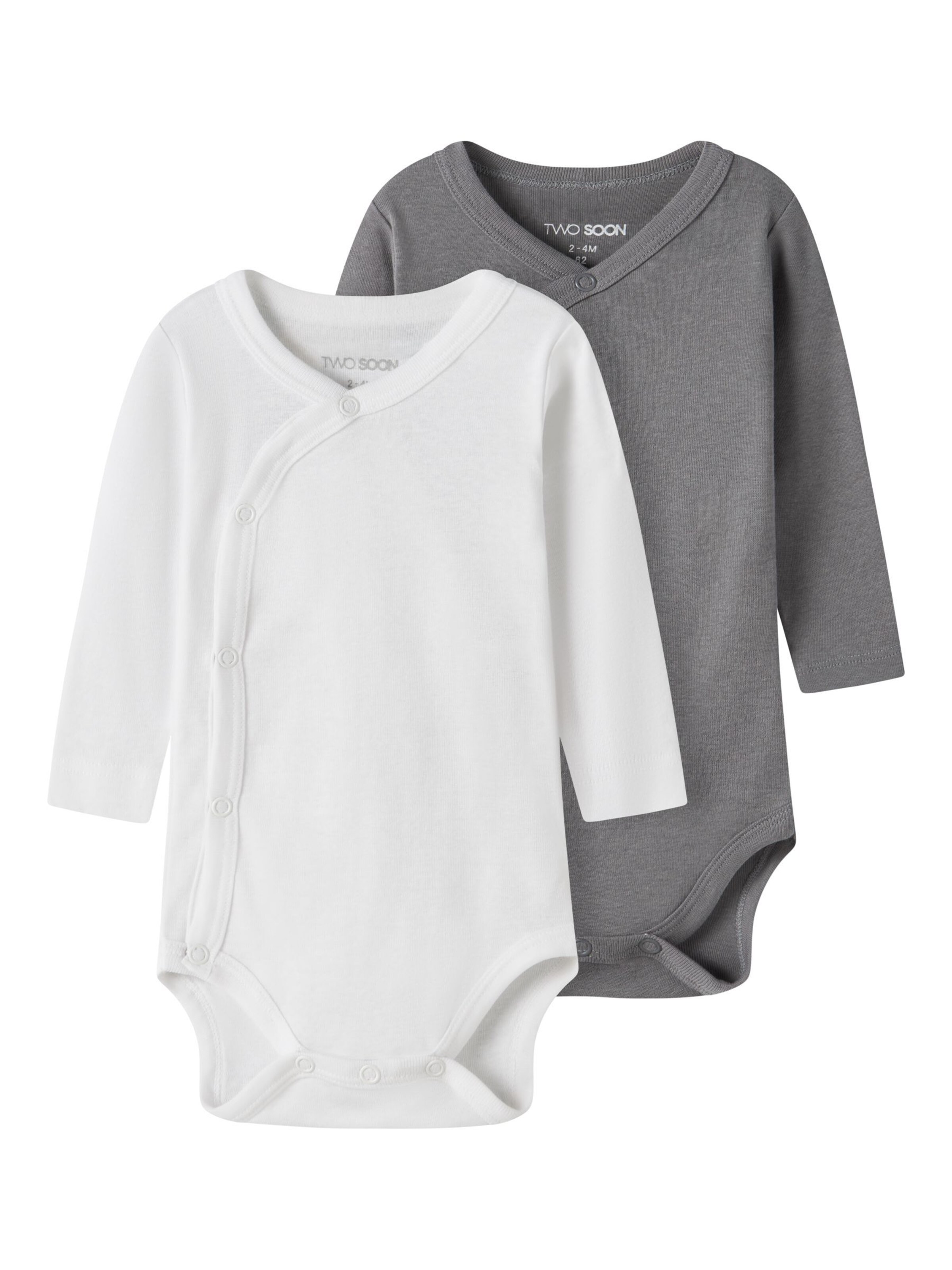 Tutina / body per bambino di TWO SOON in grigio: frontale