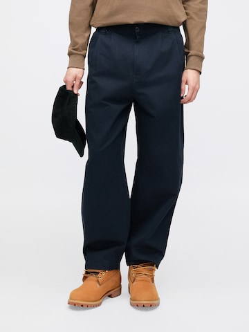 Carhartt WIP Široký strih Plisované nohavice 'Merrick' - Modrá: predná strana