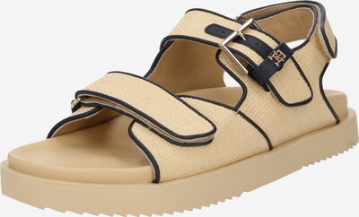 TOMMY HILFIGER Sandaler 'Raffia' i chamois / sort, Produktvisning