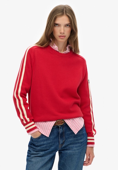Superdry Pull-over en rouge / blanc naturel, Vue avec produit