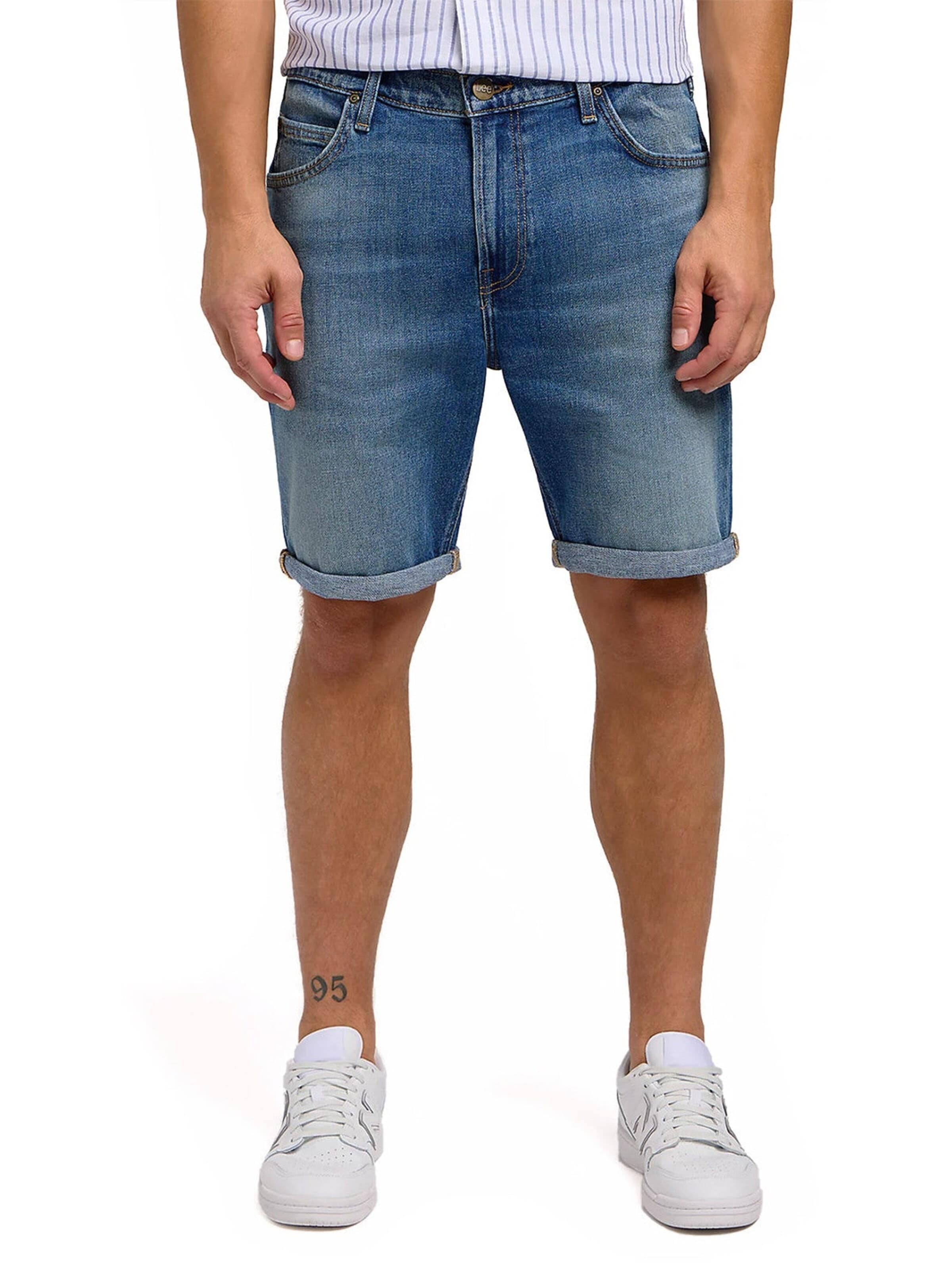 Lee Slimfit Jeans 'RIDER SHORTS' in Blauw: voorkant