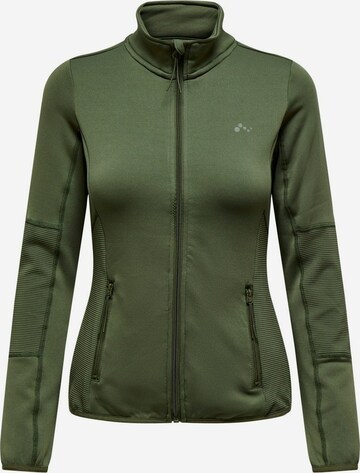 ONLY PLAY Athletic Fleece Jacket in Green: front