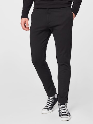 Clean Cut Copenhagen Slimfit Chino 'Milano' in Zwart: voorkant