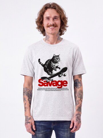 T-Shirt 'Savage cat' Watapparel en gris : devant