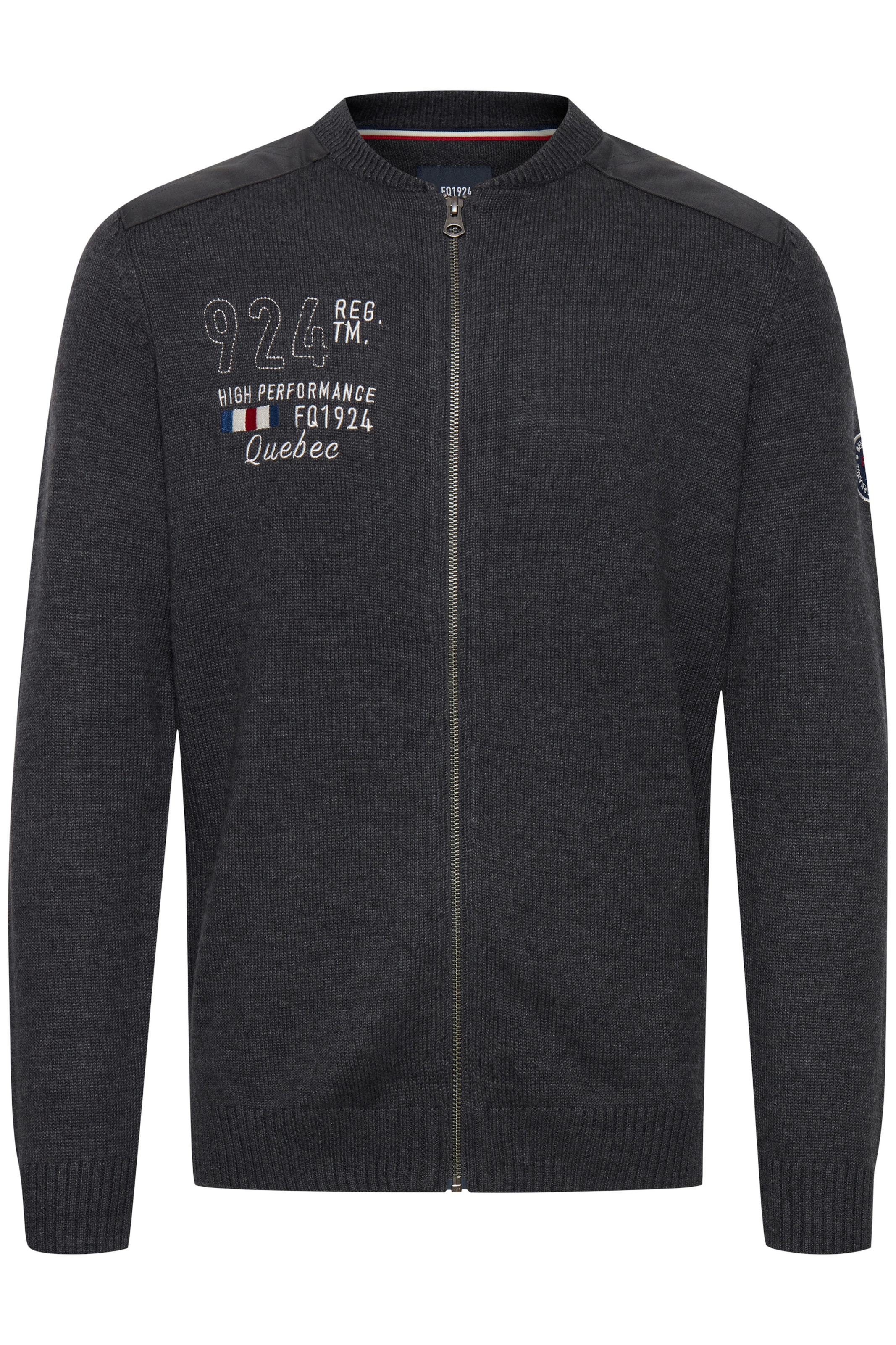 FQ1924 Strickjacke 'Erland' in Schwarz: Vorderseite