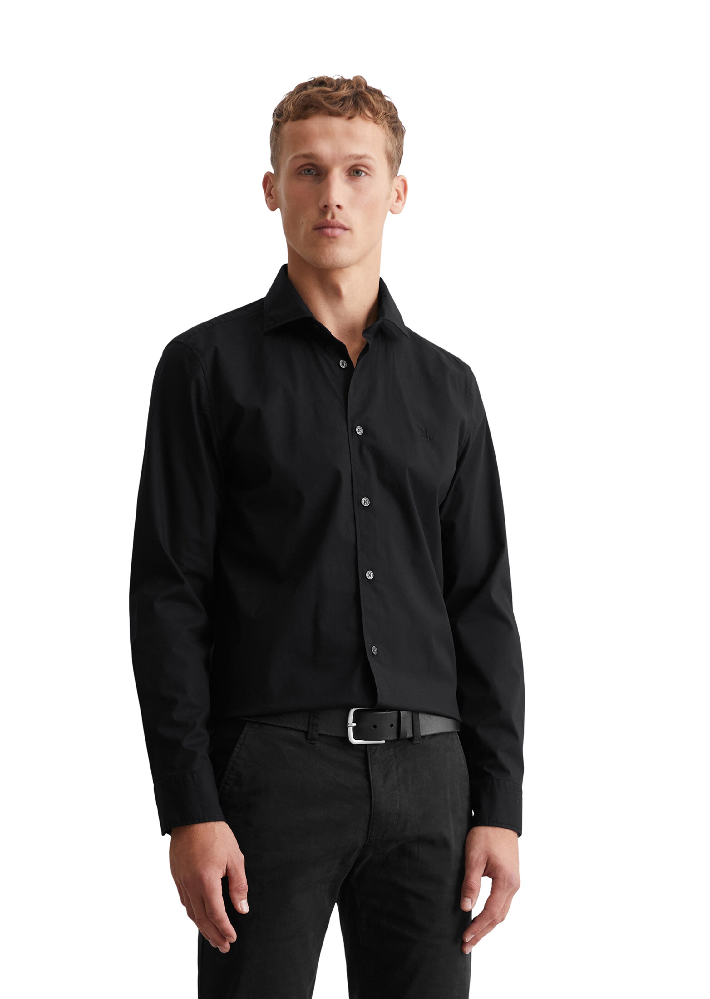 Marc O'Polo Slim fit Overhemd in Zwart: voorkant