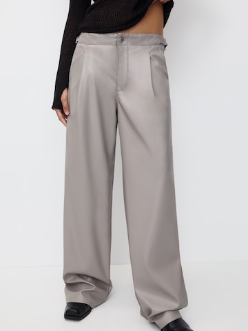 Pull&Bear Zvonové kalhoty Kalhoty se sklady v pase – fialová: přední strana