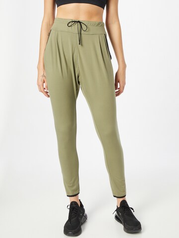 ROXY Tapered Workout Pants 'LOVE AINT ENOUGH' in Green: front