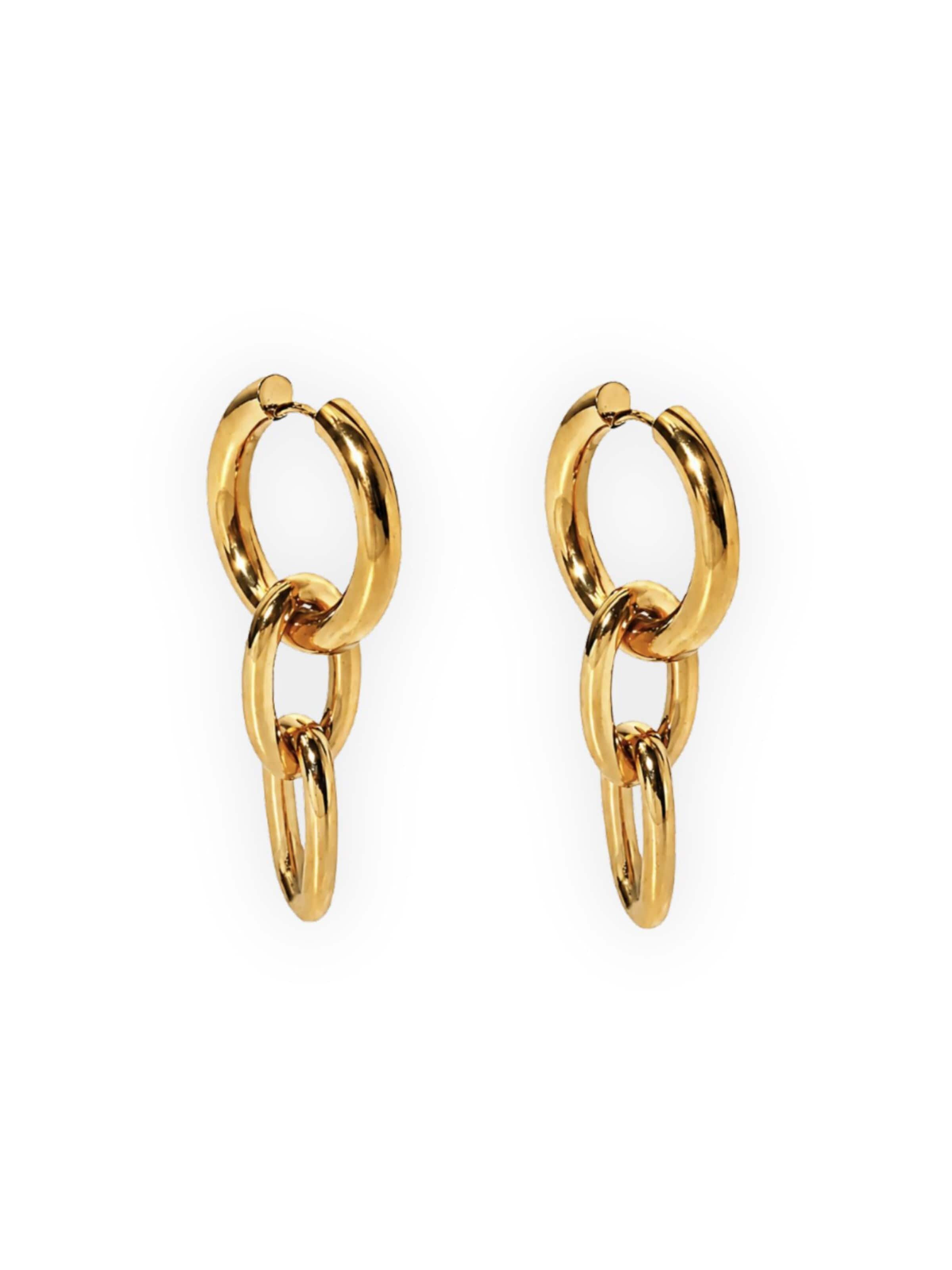 Fräulein Wunder - Brincos 'Chunky Creolen Kette Edelstahl Gold' em ouro: frente