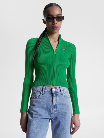 Tommy Jeans Knit Cardigan in Green: front