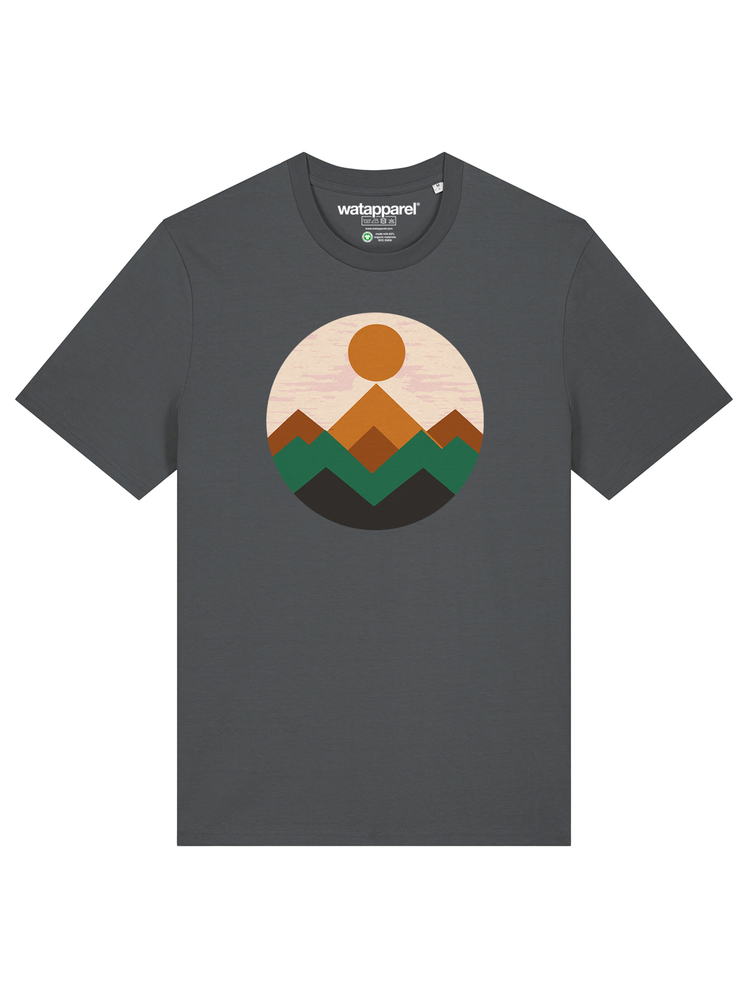 Watapparel Shirt 'Geometric Landscape 2' in Grau: Vorderseite