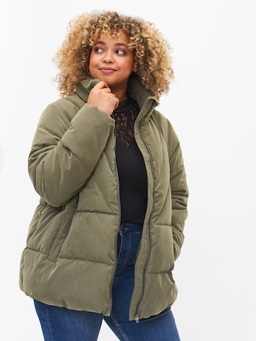 Zizzi Between-season jacket 'CAPEACHY' in Green: front