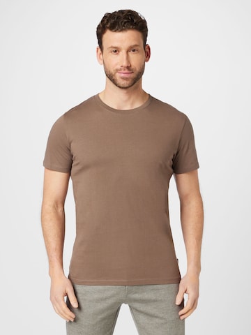 Coupe slim T-Shirt JACK & JONES en marron : devant