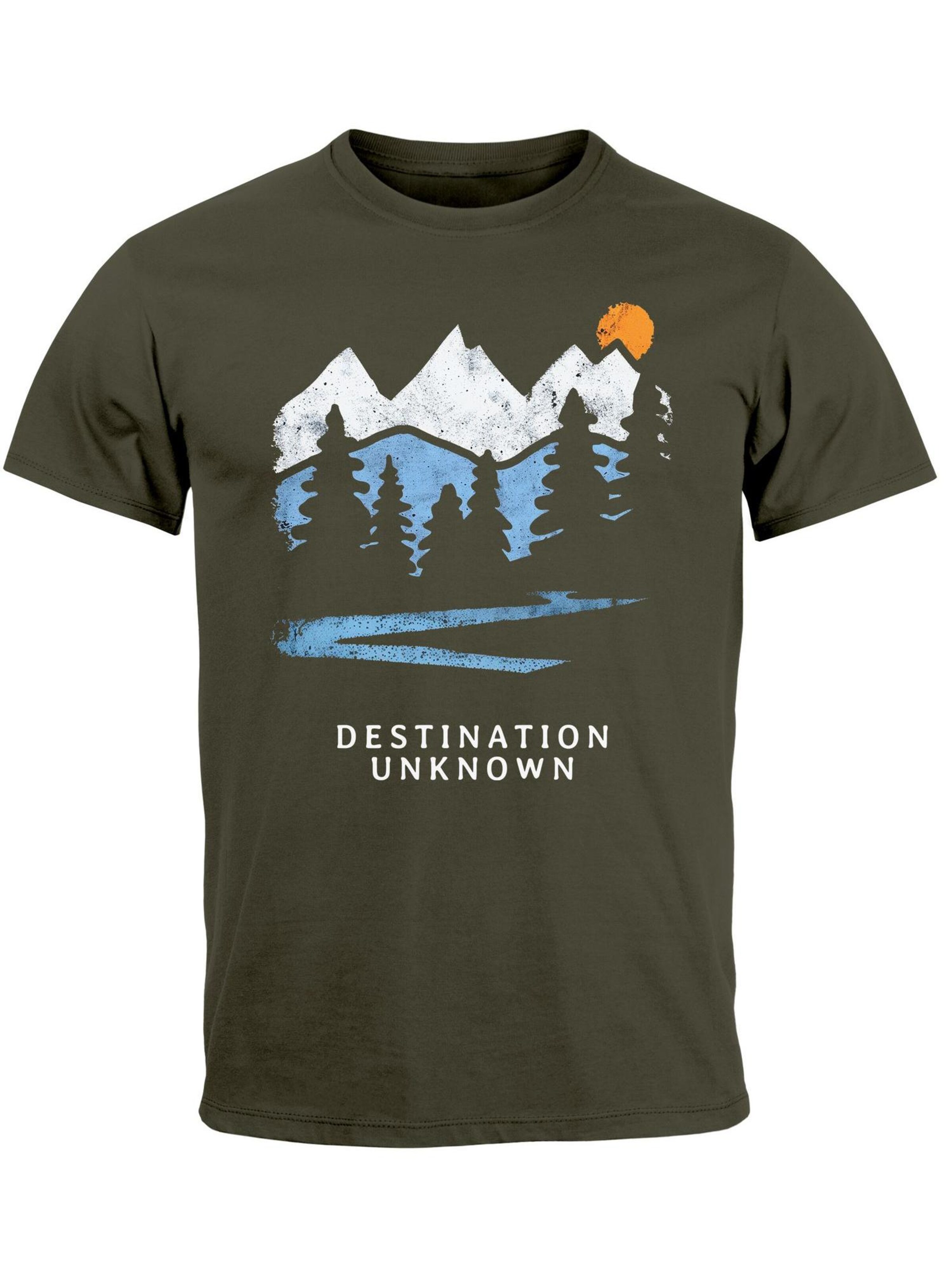 Neverless Shirt 'Destination unknown'‌ in Grün: Vorderseite