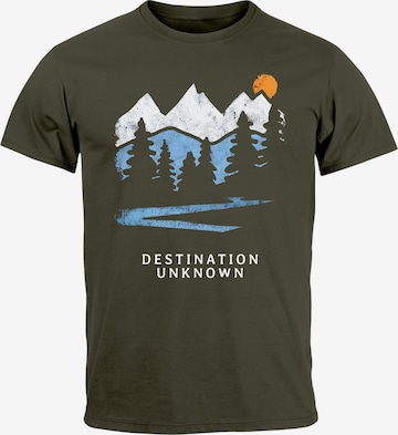 Neverless Shirt 'Destination unknown' in Grün: Vorderseite