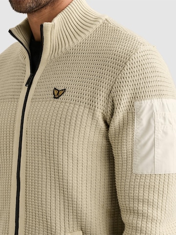 PME Legend Gebreid vest 'Cardigan with zipper closure and flight pocket' in Beige