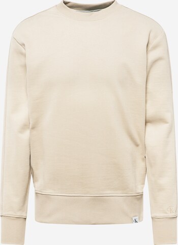 Sweat-shirt Calvin Klein Jeans en beige : devant