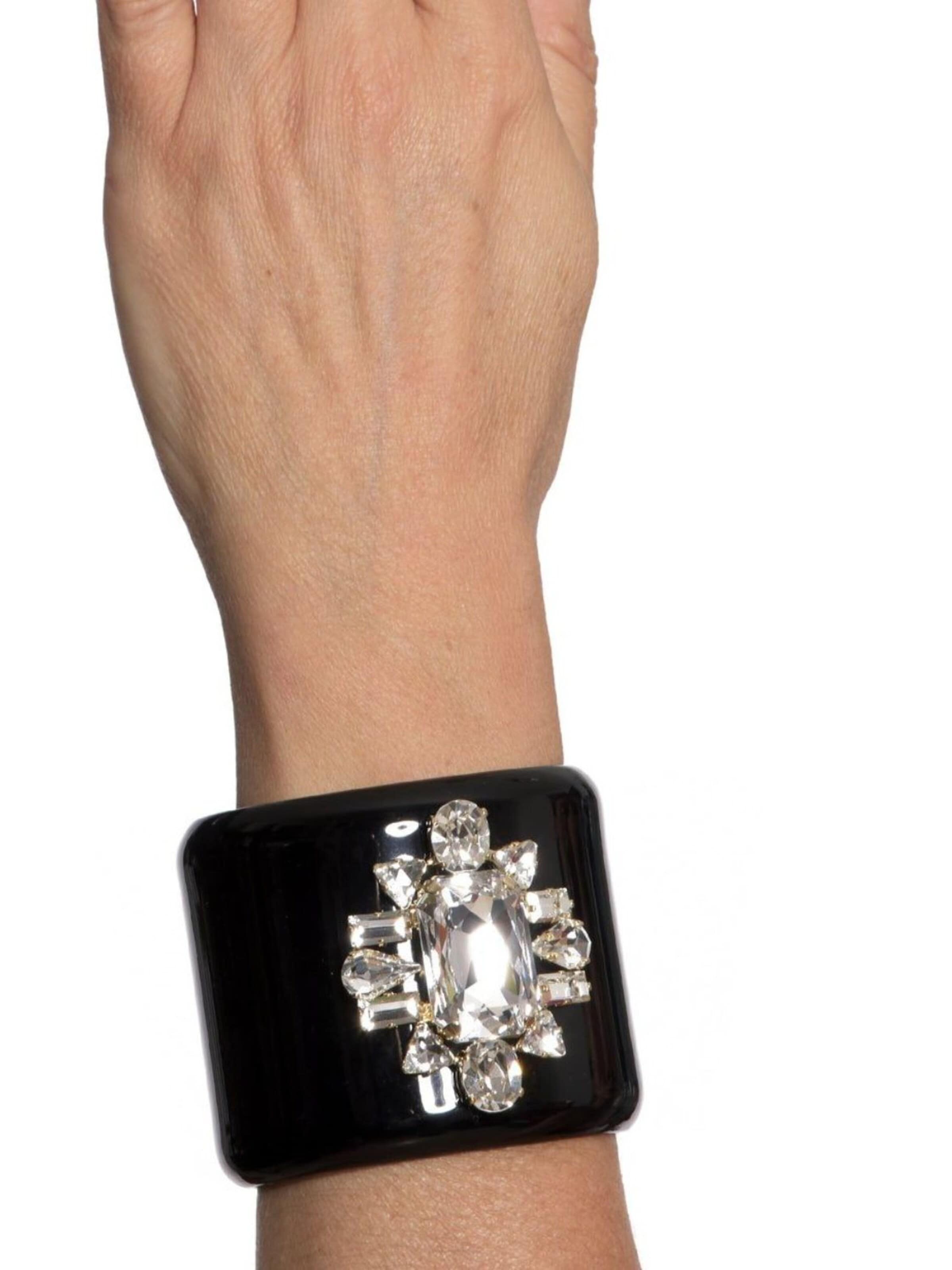 Addicted2 Βραχιόλι 'Bracelet Dei Dei Black Plexiglass With Crystals' σε μαύρο
