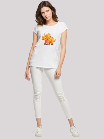 F4NT4STIC T-Shirt 'Süßer Triceratops Dinosaurier' in Weiß