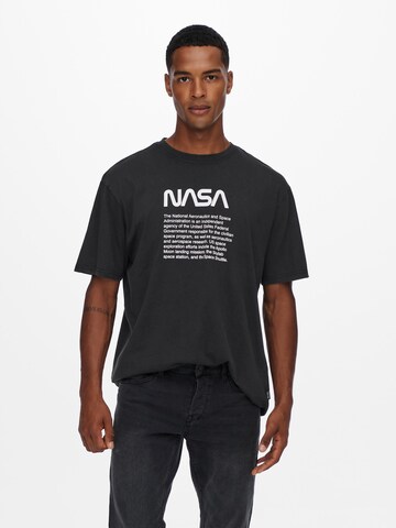 Only & Sons T-Shirt 'NASA' in Schwarz: predná strana