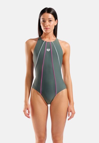 ARENA Bustier Badpak 'Y-BACK' in Groen: voorkant