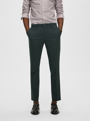SELECTED HOMME Slimfit Spodnie w kant 'Elon' w kolorze zielony: przód