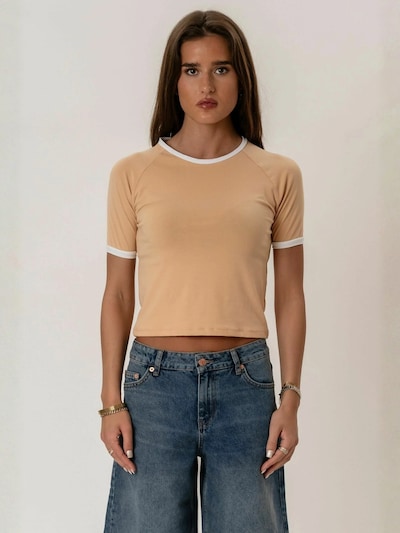 Tricou 'Rosa' pe L ITS MAY pe bej / alb, Vizualizare produs