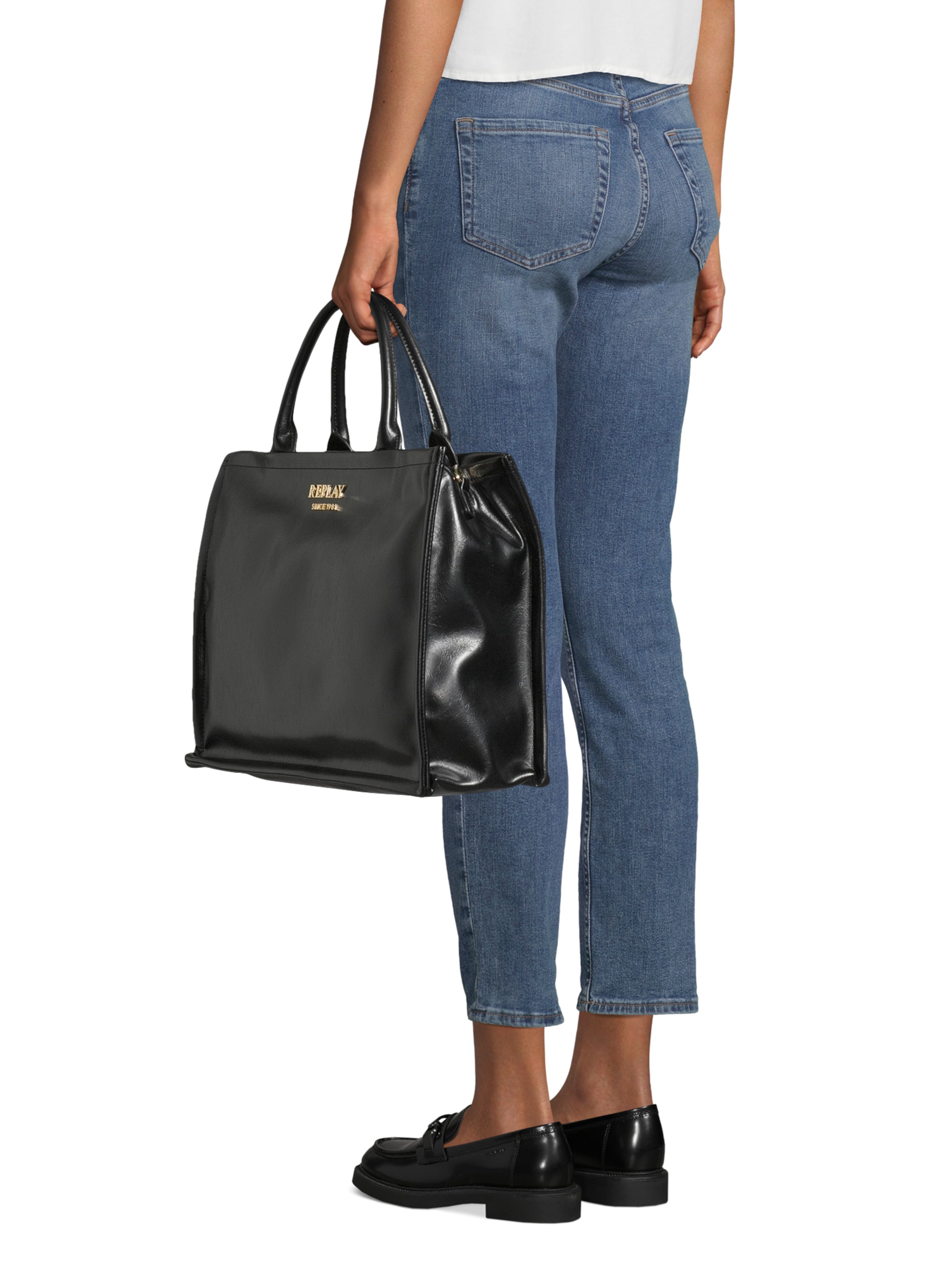 REPLAY Шоппер в Черный: спереди