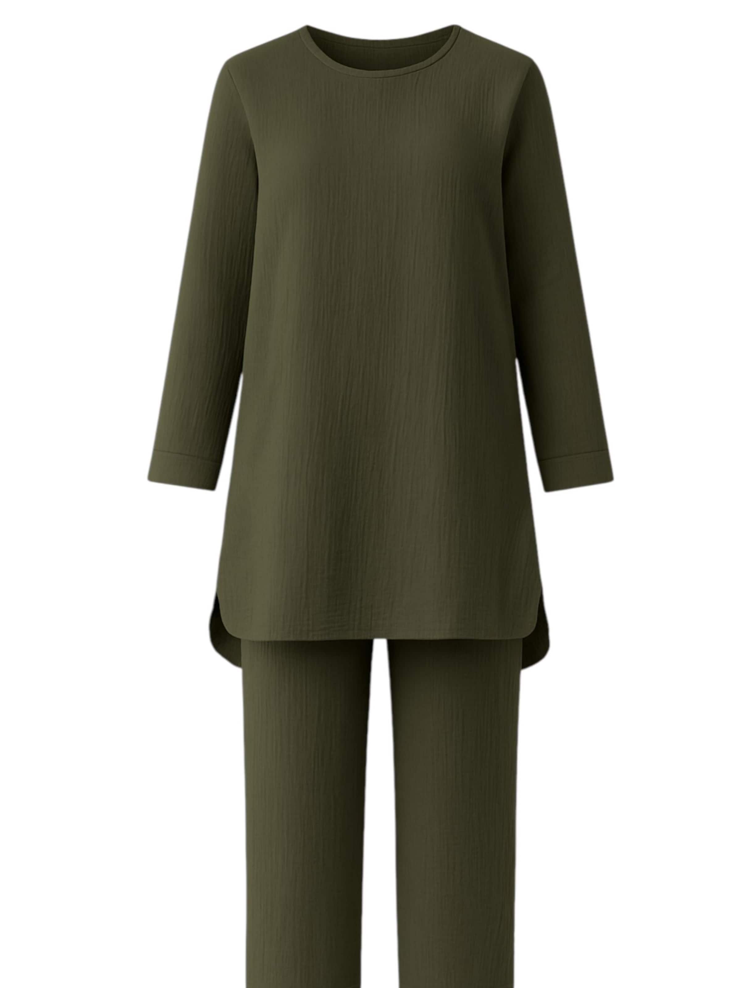 WENOR - Traje para estar en casa 'Ayda Modest' en verde: frente