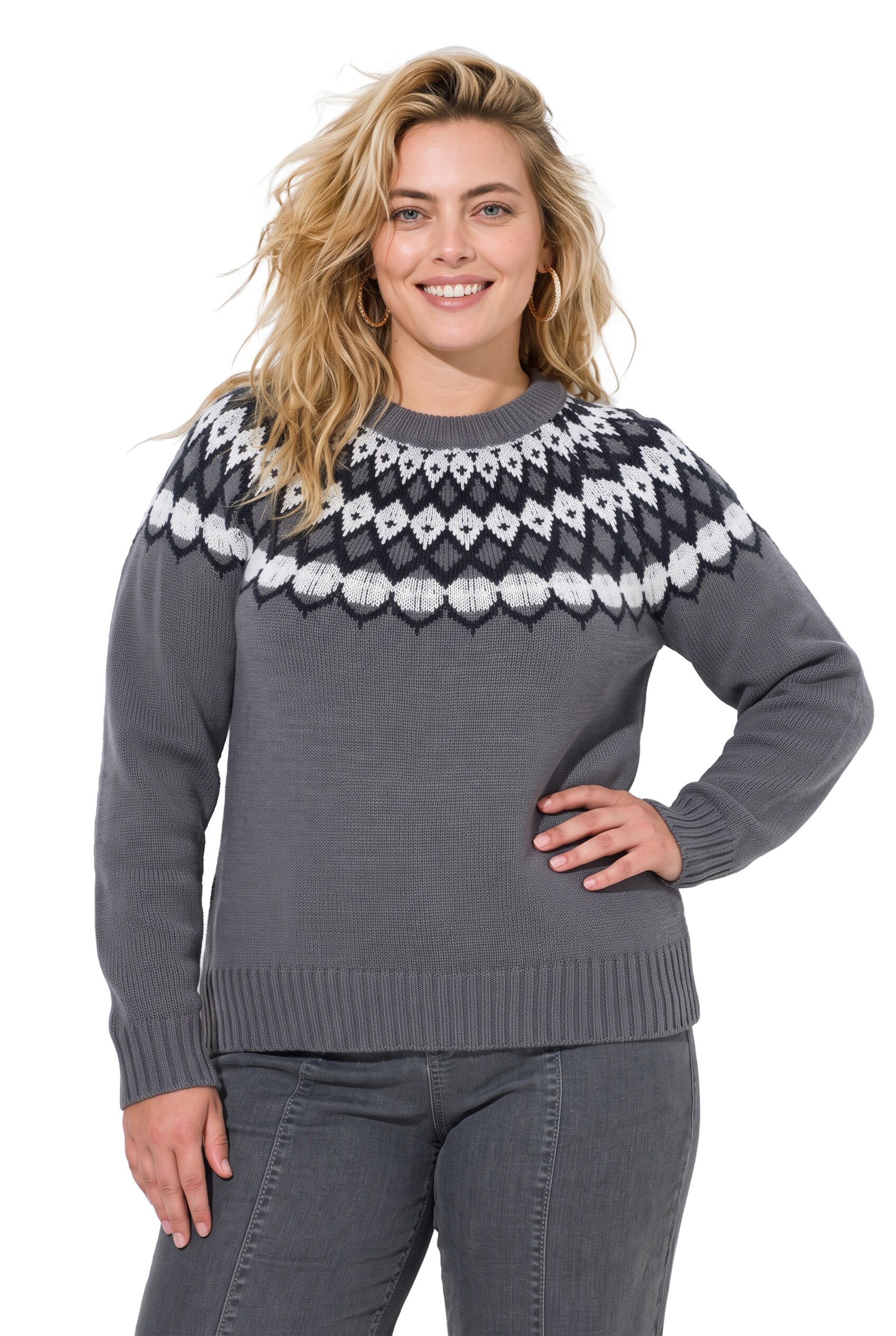 Ulla Popken Pullover in Grau: Vorderseite