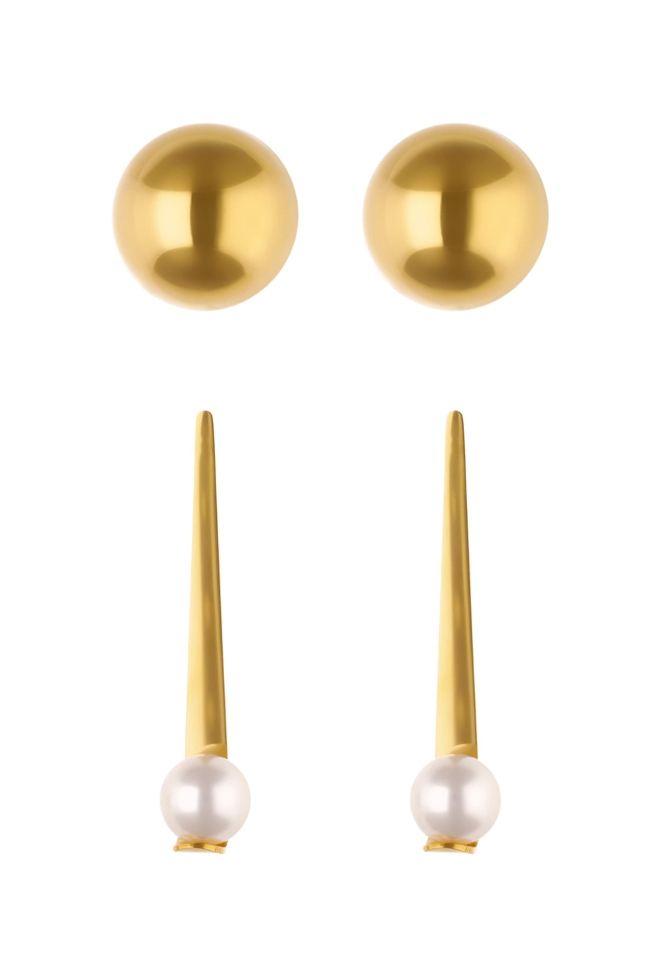 faina Oorbellen in One Size in de kleur Goud / Parelwit, Productweergave