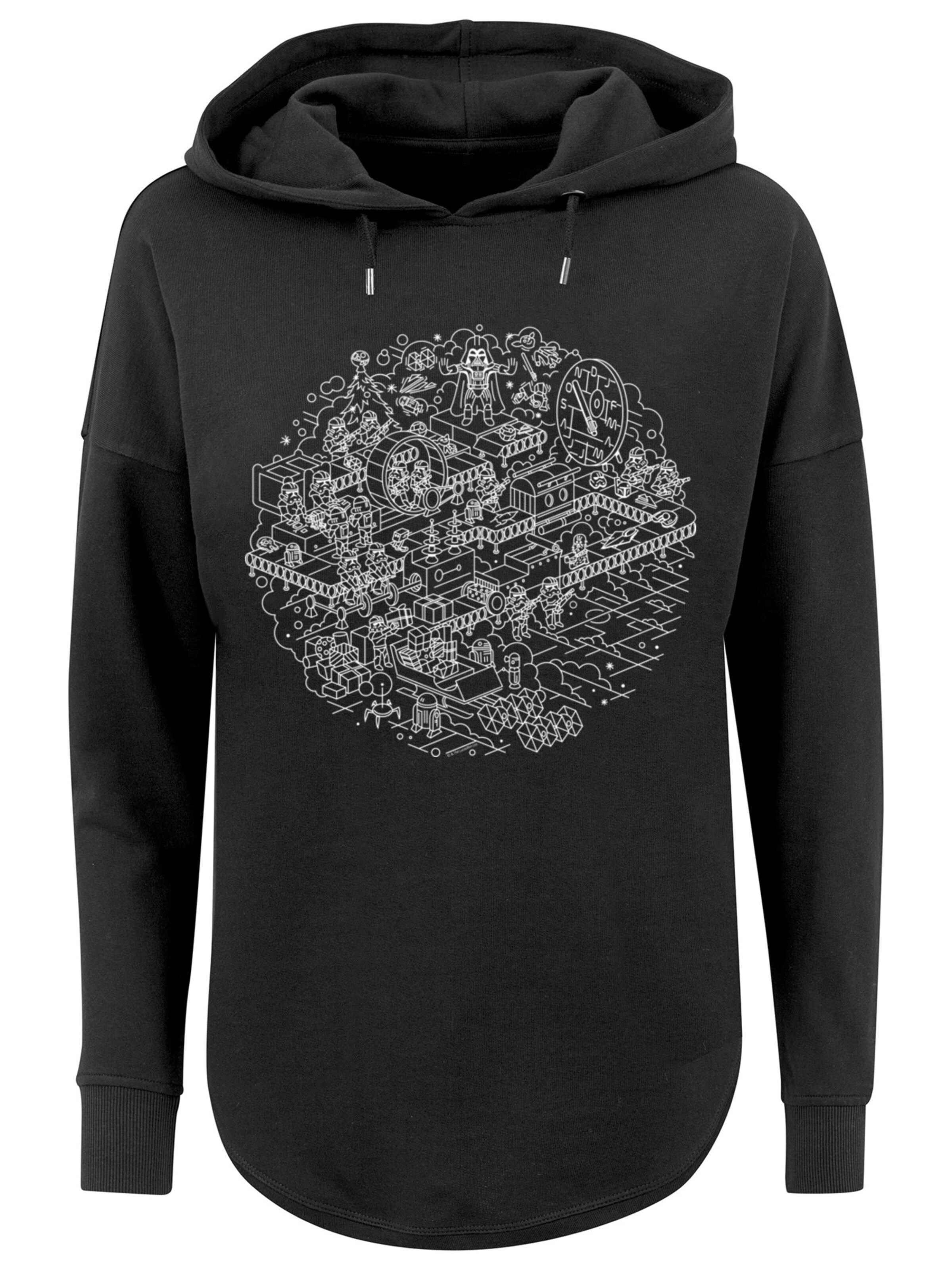 F4NT4STIC Sweatshirt 'Star Wars Christmas Death Star' in Zwart: voorkant