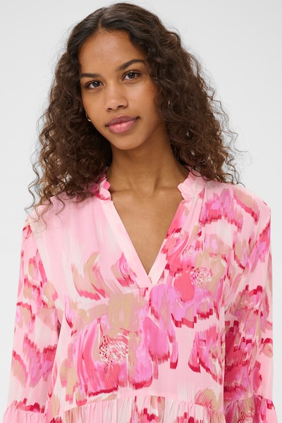 SAINT TROPEZ Jurk 'SZEda' in de kleur Beige / Fuchsia / Oudroze / Lichtroze, Productweergave