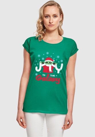 ABSOLUTE CULT Shirt 'The Mandalorian - Joy To The Galaxy' in Green: front