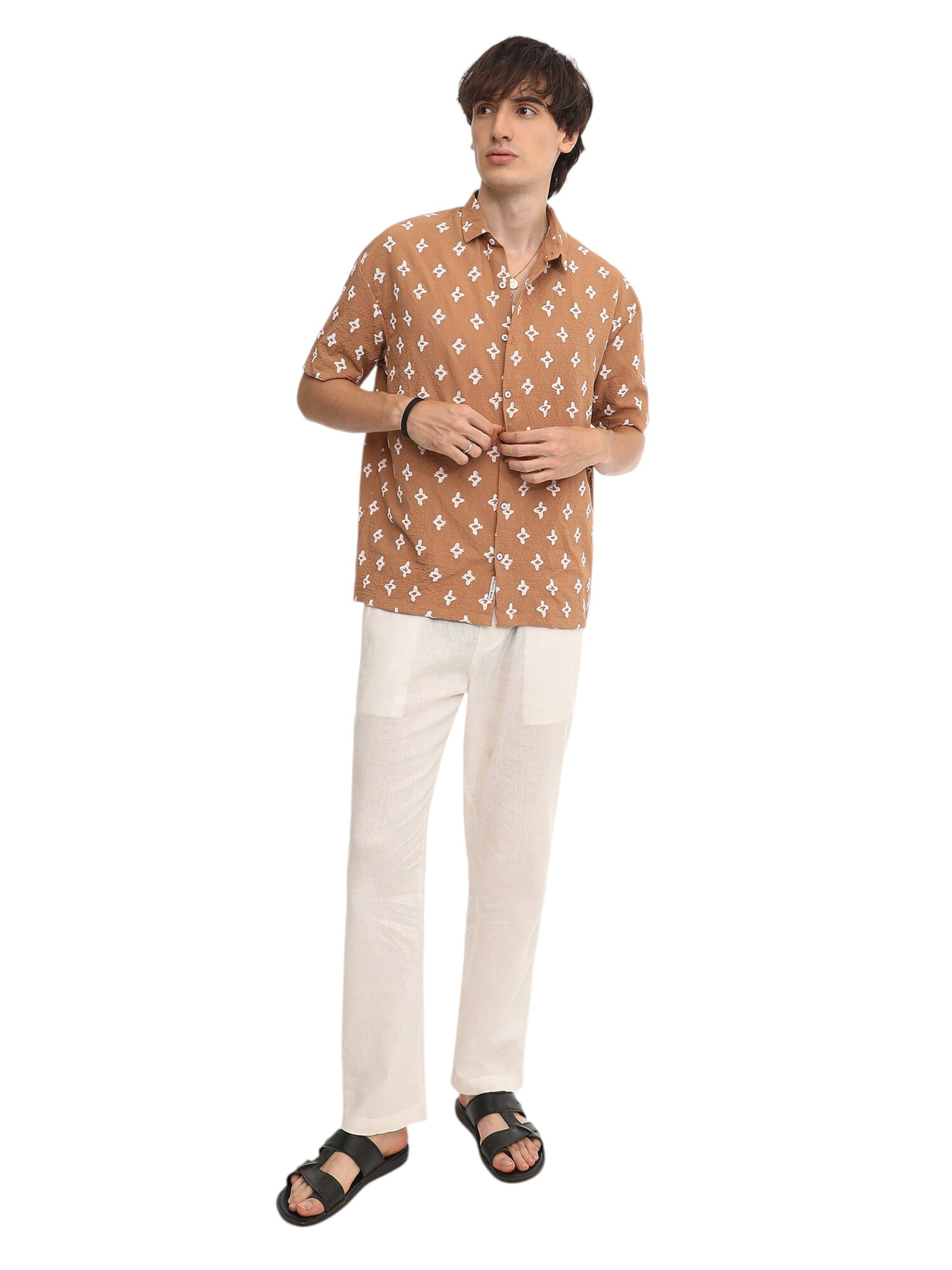 Campus Sutra Regular Fit Skjorte ' Tottie ' i brun