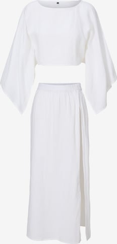 LingaDore - Clássico Vestido de fato de banho em branco: frente
