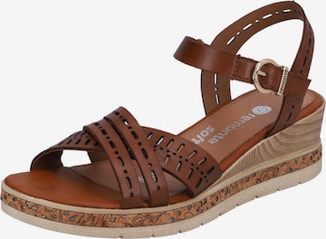 REMONTE Strap Sandals in Brown: front